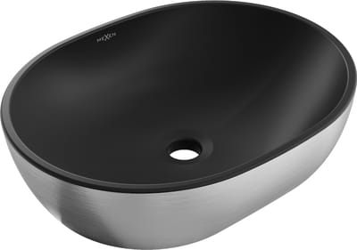 Mexen Viki opbouw waskom 48 x 35 cm, zwart mat/zilveren lijnpatroon - 21054873