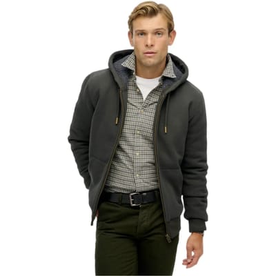 Superdry Borg Gevoerde Zip Hoodie Dark Grey Grootte: S