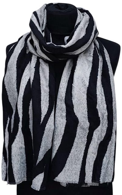 Lange Sjaal - Zebraprint - 100% Viscose - (25111#) - Grijs/Zwart