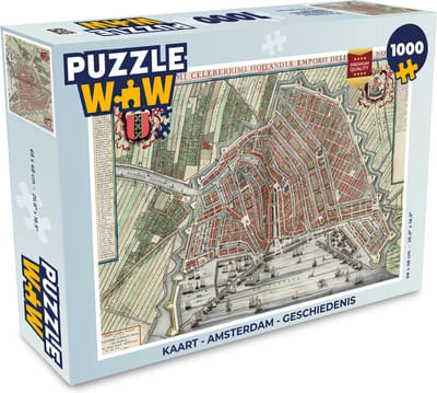 Puzzel Kaart - Amsterdam - Geschiedenis - Legpuzzel - Puzzel 1000 stukjes volwassenen
