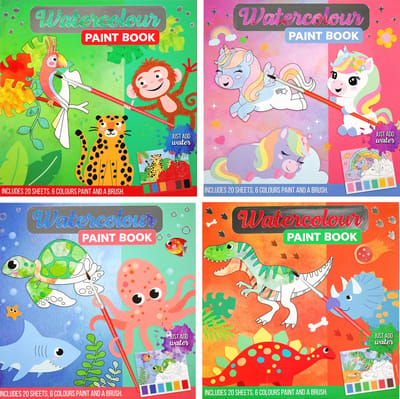 Twisk waterverf kleurboek met 6 kleuren verf en kwast - creatief speelgoed.