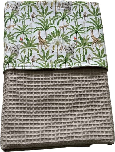 baby deken kinderwagen deken wieg deken jungle papegaai zand taupe kleur 60 x 90 cm