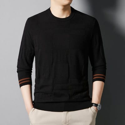 Breigoed Heren Lente en Herfst Nieuwe Jonge Mannen Lange Mouw T-shirt Mode Koreaanse Versie Ronde Hals Alles Passend Basis T-shirt Heren 190/3XL black