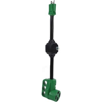 15A Stekker naar 50A Contactdoos RV Adapterkabel 12 inch NEMA 5 15P naar 14 50R Elektrische Stroomadapter voor Trailer Groen black