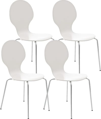 CLP Diego Set van 4 stapelstoelen Hout/wit
