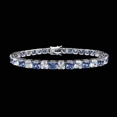 Victoria Valenza 925 Sterling Zilveren Tennisarmband met Tanzanietkleurige Zirkonia Stenen - Armband - 925 sterling zilver - Zilverkleurig - Tennisarmband - Zirkonia
