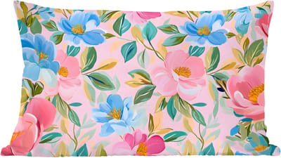 Sierkussens - Kussentjes Woonkamer - 60x40 cm - Blauw - Roze - Bloemen