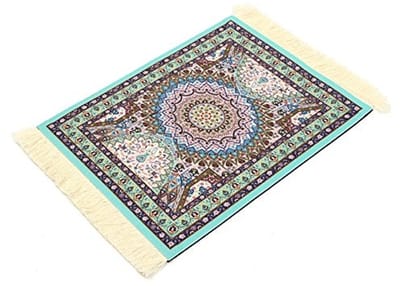 Dailygoods- Muismat Perzisch Tapijt - Muismat Lichtblauw - Muismat Rubber/Katoen - Muismat 28x18 cm - Muismat voor Desktop/Laptop - Antislip Onderkant - Computeronderlegger