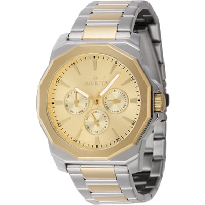 Invicta Speedway 46846 Heren Horloge - Waterdicht - Analoog - Quartz Uurwerk - Roestvrij Staal met gouden Wijzerplaat - 42mm