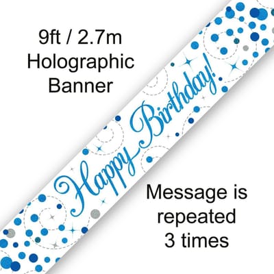 Oaktree - Banner Happy Birthday Blue Holographic