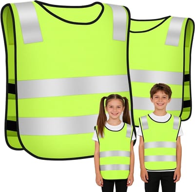 Veiligheidsvest voor Kinderen - 2-delige Set, Ademend en Lichtgewicht met Reflecterende Strepen, Ideaal voor Fietsen en Wandelen