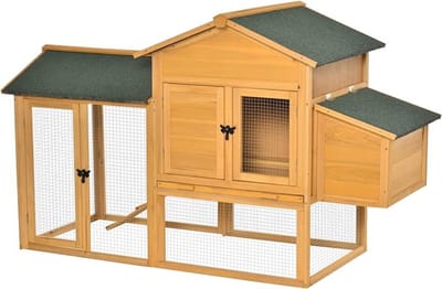 Luxe Kippenhok met Uitloopren – Met Buitenverblijf – Voor Buiten – 2-4 Kippen – Warm & Droog – Nestendoos – Ruim Design – Hout
