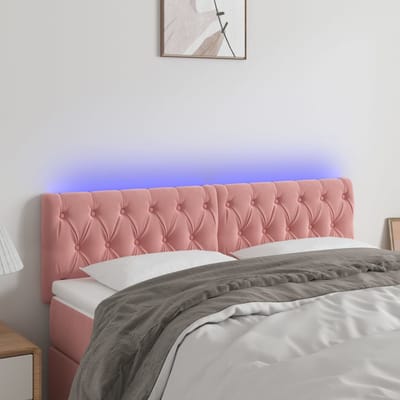 vidaXL - Hoofdbord - LED - 160x7x78/88 - cm - fluweel - roze