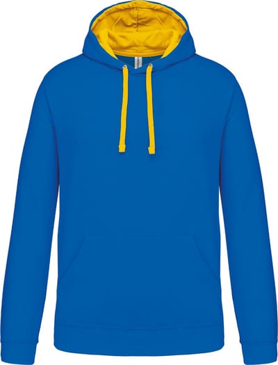 Kariban Hooded sweater met contrasterde capuchon K446 - Light Royal Blue / Yellow - M