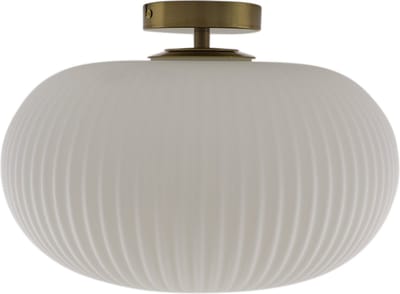 Olucia - ELLIOT - Plafondlamp - Wit / Messing - Geschikt voor Badkamer - Vorm: Rond