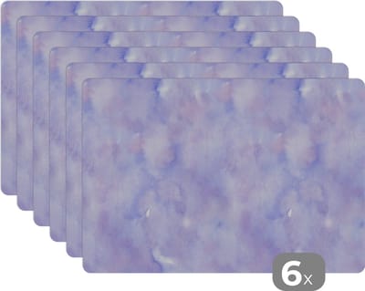 Placemat - Placemats kunststof - Waterverf - Patroon - Paars - 45x30 cm - 6 stuks - Hittebestendig - Anti-Slip - Onderlegger - Afneembaar