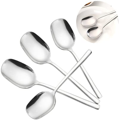 4 stuks - opscheplepels - Groentelepel - Aardappellepel - Serveerlepel - 304 RVS - Groot - Opscheplepel - Keukenlepel - Geschikt voor buffetten, portionscheppen en thuisgebruik - Vierkante kop - Zilver