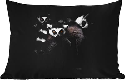 Buitenkussens - Tuin - Dieren - Maki - Zwart - Wit - Portret - 50x30 cm
