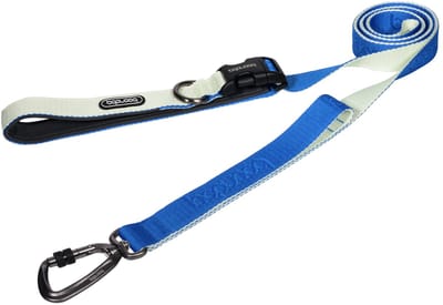 Boondog Hondenriem 2.0m - Verstelbaar - Extra Sterke Nylon Riem - Meer Controle - Comfortabele Grip - Karabijnhaak - Cream/Blue - Maat S