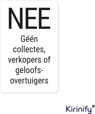 Colportage sticker - Geen collecte verkopers of geloofsovertuigers - Premium kwaliteit - 8 x 5 cm – Wit