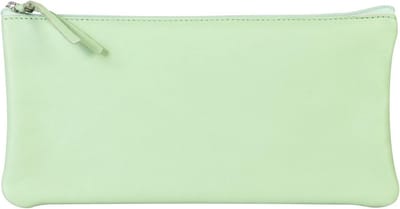 Lamsleren etui 11 x 22 cm in groen - Perfect voor pennen en accessoires