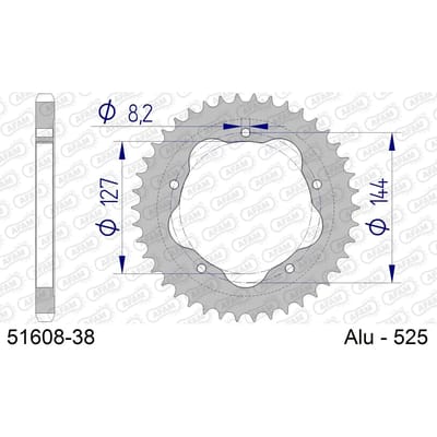 Aluminium tandwiel achter Afam 525 38 dents
