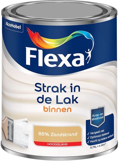 Flexa - Strak In De Lak Binnenlak Hoogglans - 85% Zandstrand - Mengverf - 750 Ml