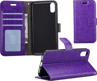 Hoesje - Geschikt voor Apple iPhone Xs - Luxe Bookcase - Walletcase Hoes - Portemonnee - Cover - Telefoonhoes - Paars