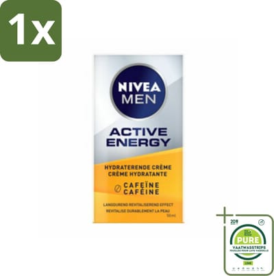 1 x NIVEA MEN - Active Energy - Gezichtscrème met Cafeïne - 50 ml - Gezichtscreme Voor Mannen - Energie Voor Huid - Anti-vermoeidheid Crème - Anti-aging Crème - Cafeïne Crème