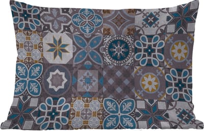 Buitenkussens - Tuin - Bloemen - Patronen - Blauw - Bruin - 50x30 cm
