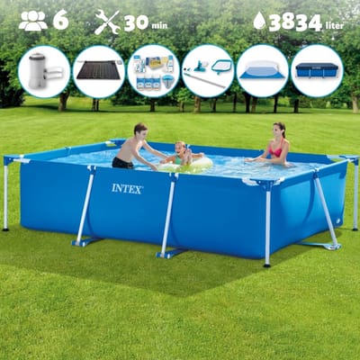 Intex Zwembad - Rechthoekig - 300 x 200 x 75 cm - Blauw - Inclusief alle benodigdheden