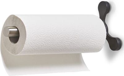Zeller Keukenrolhouder - Rond - Zilver - RVS - Zuignappen - 14x33cm