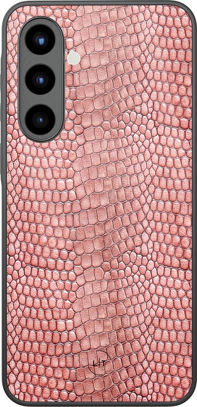 Hoesje geschikt voor Samsung Galaxy A57 - Blush croco - Luxe Glazen Hardcase - Slangenprint - Roze