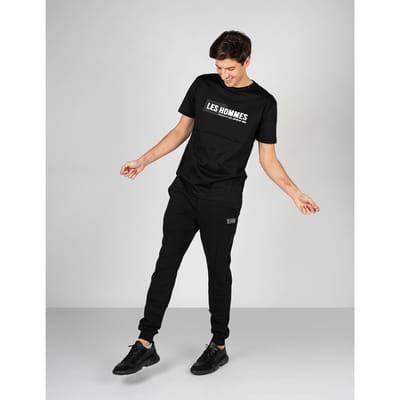 Les Hommes T-shirt Front Logo Mannen zwart
