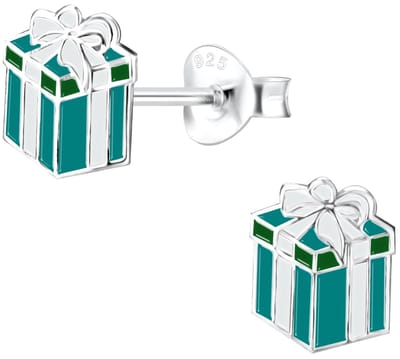 Joy|S - Zilveren cadeau oorbellen - kado oorknoppen - groen