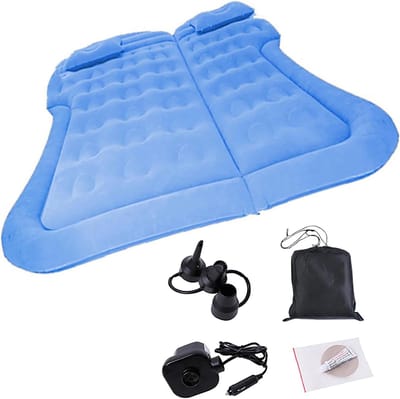 Opblaasbaar Autobed - Luchtmatras Reizen - Kamperen en Reizen - Met Hoofdbescherming - 175 x 130 cm - Blauw