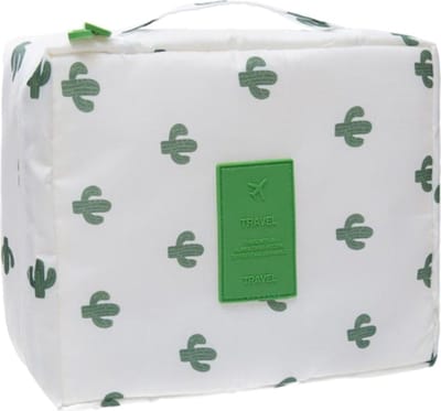 Fako Fashion - Make-up Tasje Rechthoek - Cosmetica Organizer - Make-up Toilettas - 21x16x8cm - Cactus Wit