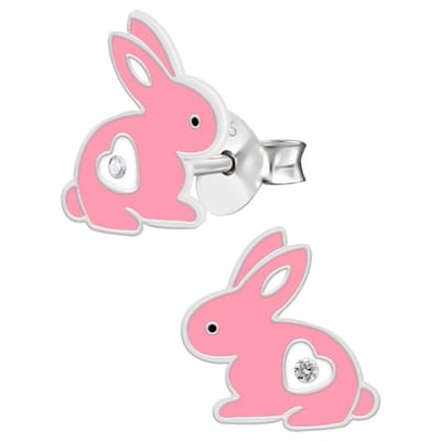 Zilver Kinderoorbellen - Konijn & Hartje - Nikkelvrij - Hypoallergeen