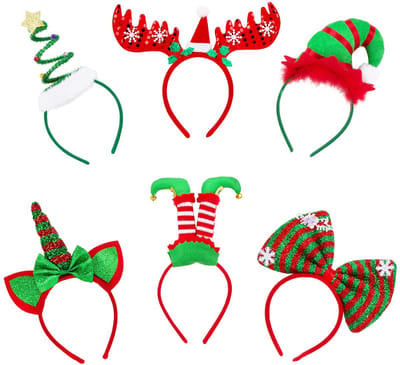 6 stuks kerst grappige haarband met verschillende kerststijlen haaraccessoires voor feest kerst nieuwjaar hoofdband enz.