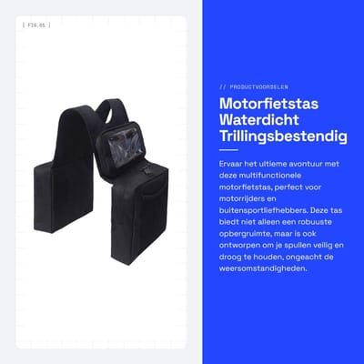Dailygoods- Motorfietstas waterdicht - Zadeltas motor - Tanktas - ATV-tas - Buitensport - 600D Oxford-stof - 67,5x20,5cm
