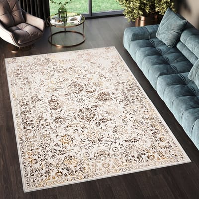 Tapiso Golden Vloerkleed Beige Klassiek Woonkamer Maat- 80x150
