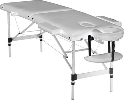 Massagetafel Inklapbaar - 2 Secties - Aluminium - Wit - Professioneel Comfort