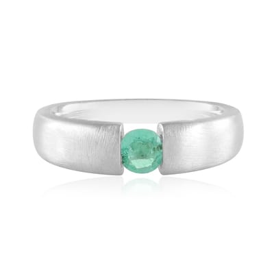 Cavill - Zilveren ring met Russische smaragd 0.318 ct - 925 Sterling zilver geplatineerd - Ronde slijpvorm - Elegante groene damesring