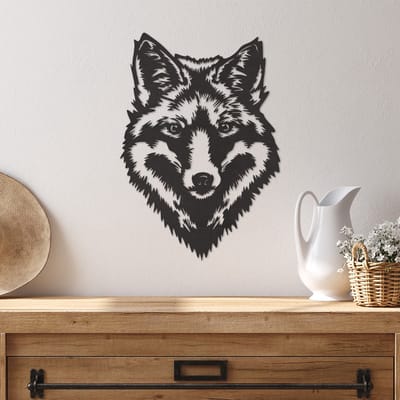 Wanddecoratie Wolf - Muurdecoratie Wolf - Muurdecoratie Hout - Wanddecoratie Hout - Muurdecoratie Woonkamer - Wanddecoratie Woonkamer - Wanddecoratie Industrieel - Wanddecoratie Dieren - Home Decor - Wall Line Art - 41.5 x 29 cm