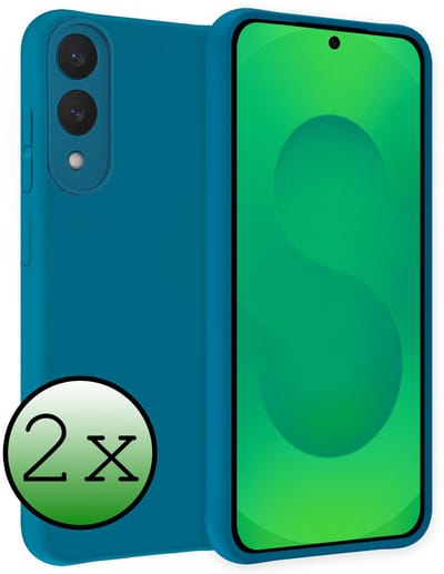 Hoesje 2 Stuks - Geschikt voor Samsung Galaxy S25 Edge - Sterk & Shockproof - Case Siliconen - Back Cover - Telefoon Hoes - Donkerblauw