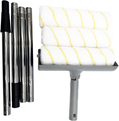 Verfroller Set - Muurroller Kit - Muren Schilderen - Ergonomisch Ontwerp - Verstelbare Steel - Grijs