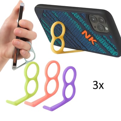 3 Stuks Kleurrijke Telefoon Grip Houder & Standaard In 1 – Antislip PP Plastic – Ergonomische Vinger Ring Steun – Geschikt voor Alle Smartphones – Willekeurige Kleuren