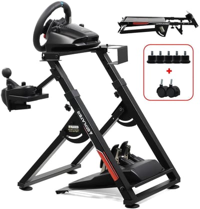 NordHaus Stuurwielstandaard - Sim Racing Cockpit Frame - Verstelbare Racing Wheel Stand met Versnellingspookhouder - Opvouwbaar - Zwart