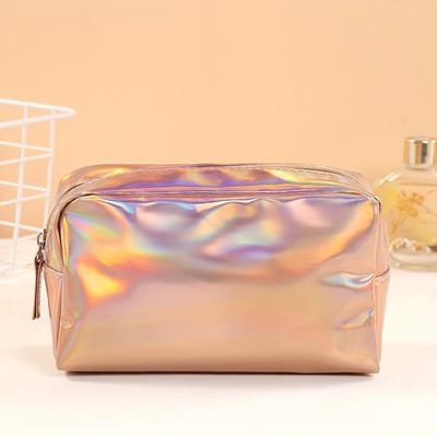 1 trousse de toilette laser couleur pure, sac de rangement portable pour articles de toilette de voyage, sac de rangement de voyage étanche de grande capacité, adapté aux voyages et aux hôtels orange