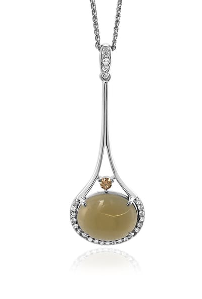 Orphelia Silver 925 Zh-7046 Pendant + Chain Syn. Smoky Topaz Zirconium